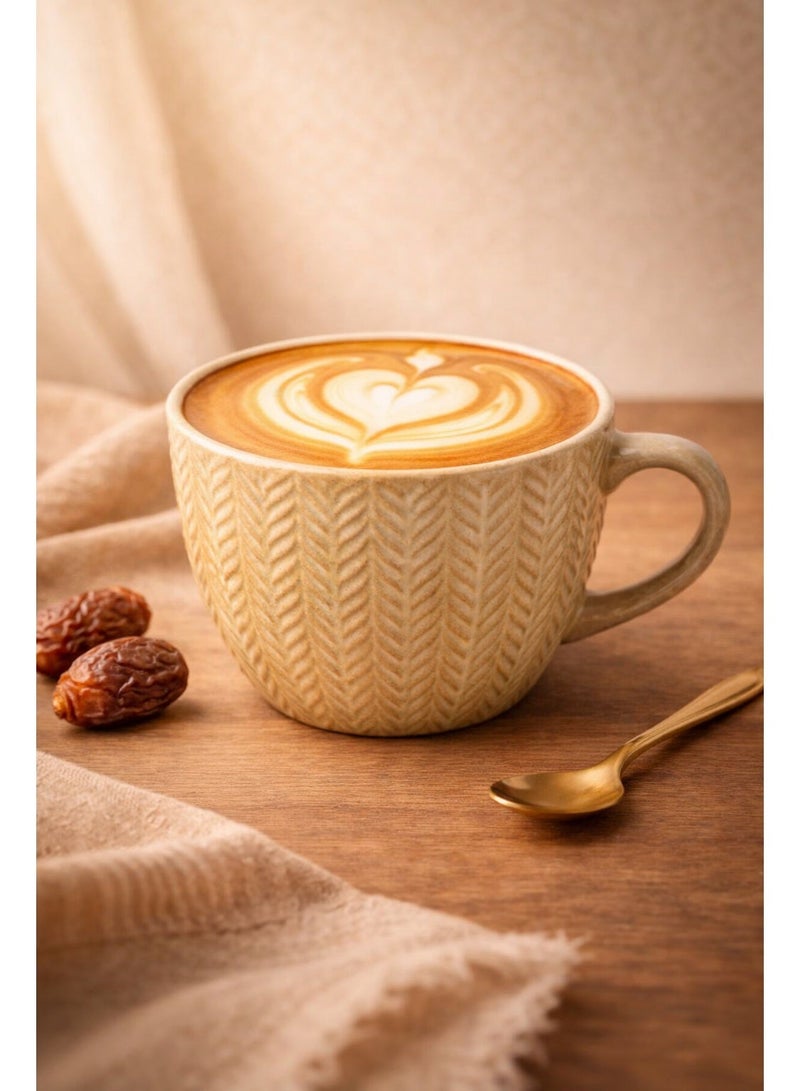 فناجين قهوة سيراميك بسعة 400 مل مع مقبض، كوب شاي للشرابات، الكابتشينو، اللاتيه، الإسبريسو - Image 1